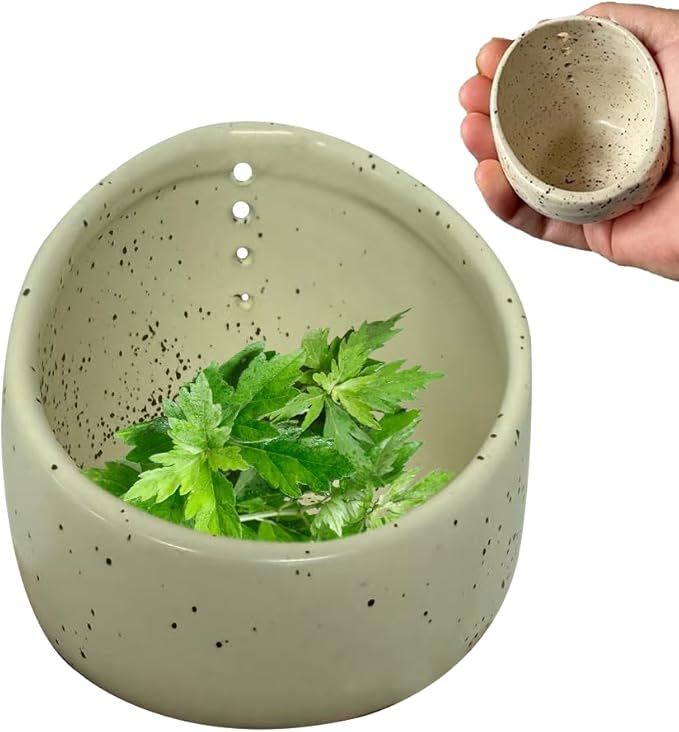 Pottery Herb Stripper Bowl, 2025 Upgrade Pottery Herb Stripper Cup Ceramic Herb Peeling Cup