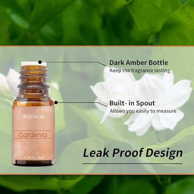 BURIBURI Gardenia Essential Oil, 100% Pure Gardenia Fragrance Oil, Fragrance Oil Essential Oils