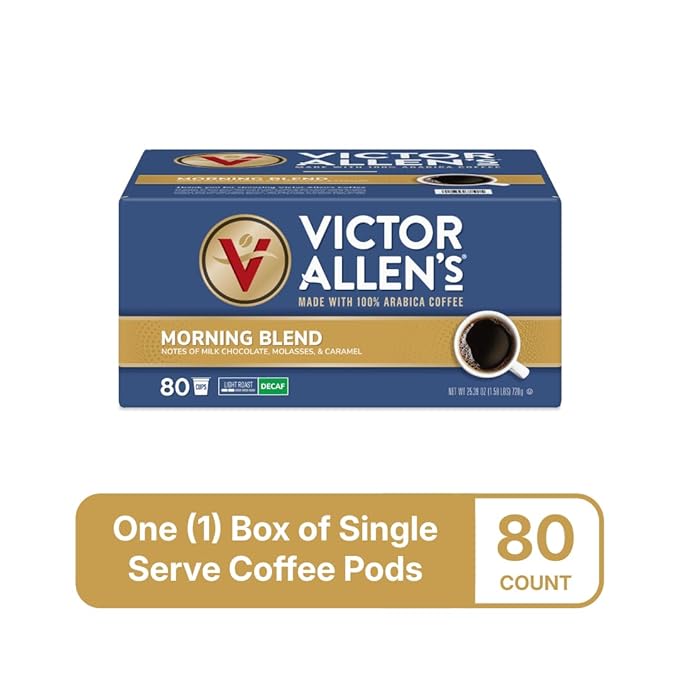Victor Allen's Coffee Decaf Morning Blend, Light Roast, 80 Count, Single Serve Coffee Pods for