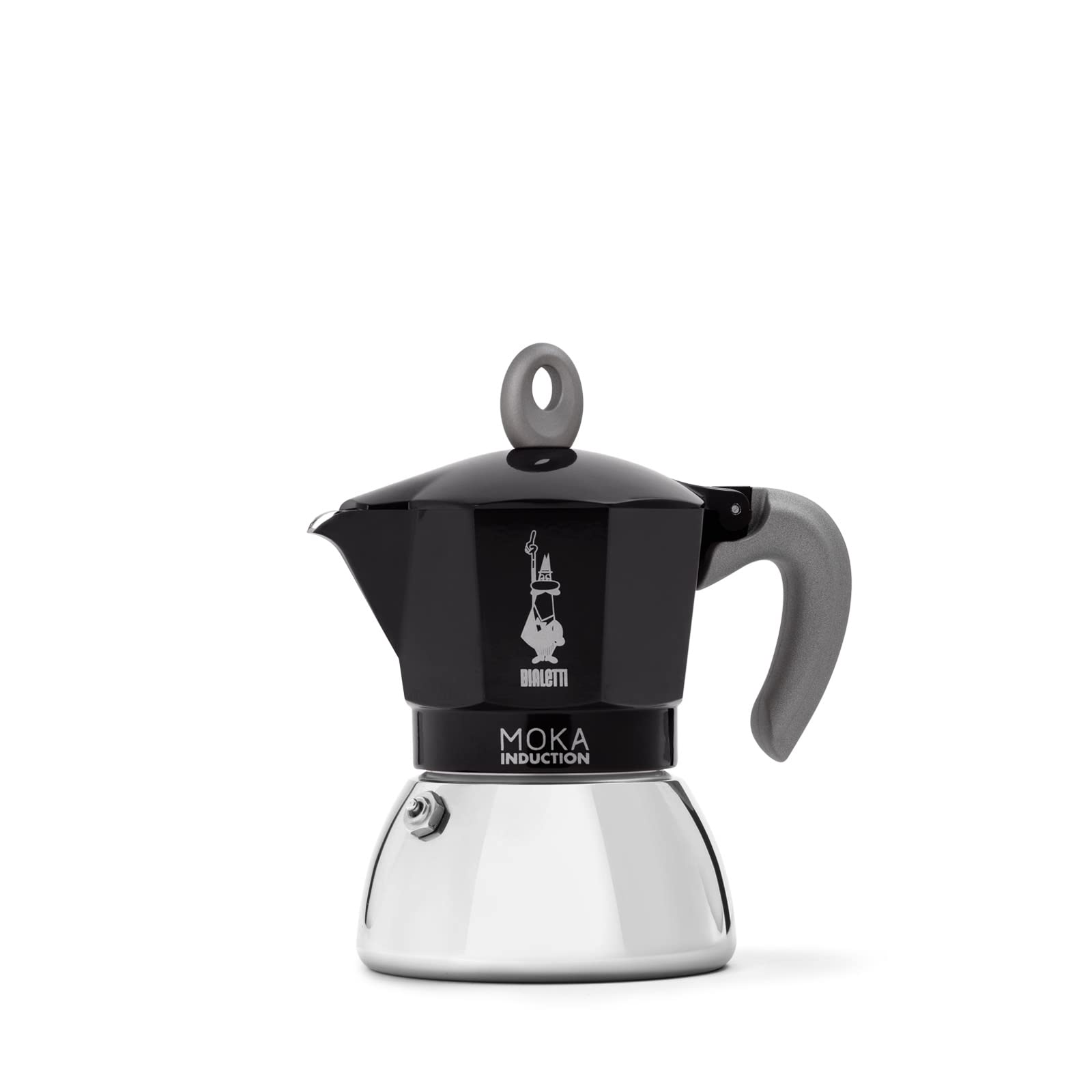 Bialetti Moka Induction Stovetop Coffee Maker, 4 Cup / 5.7 oz, Black