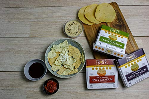 Pride Of India - Spicy Chickpea Masala Papadum Lentil Crisp, Pack of 6-10 count Box (3.53oz