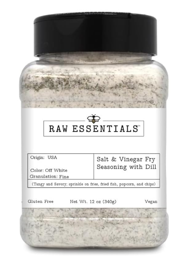 Raw Essentials Salt and Vinegar with Dill Gourmet Fries Seasoning - Tangy Dill Pickle Flavor