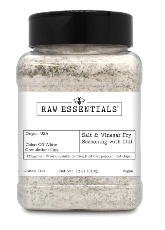 Raw Essentials Salt and Vinegar with Dill Gourmet Fries Seasoning - Tangy Dill Pickle Flavor