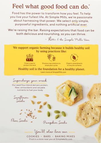 Simple Mills Organic Seed Crackers, Original - Gluten Free, Vegan, Healthy Snacks, Paleo Friendly