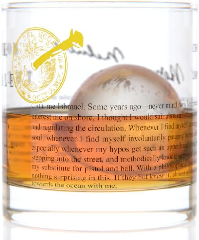 Well Told Classic Literature Rocks Glass - Moby-Dick by Herman Melville - Old Fashioned Whiskey