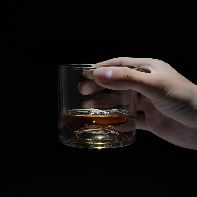 Rocky Mountains Heavy Crystal Whiskey Glasses Gift Set of 2, Thick Freezable Bourbon Glass 1lb
