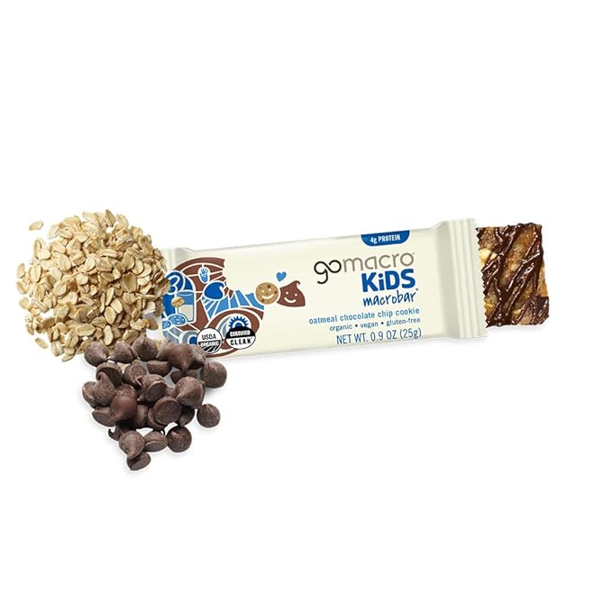 GoMacro Kids MacroBar Organic Vegan Snack Bars - Oatmeal Chocolate Chip Cookie (0.90 Ounce Bars, 7
