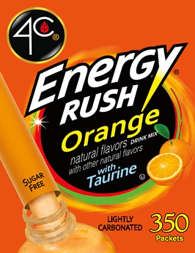 4C Powder Energy Rush Stix, Energy Rush - Orange 350 Count, Bulk Buy, Singles Stix, On the Go