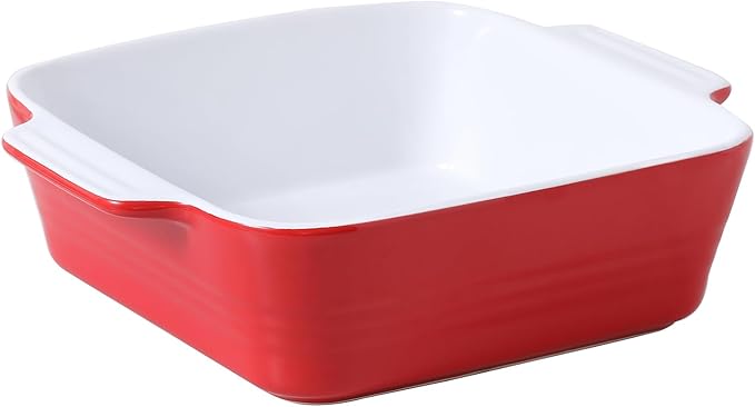 DOWAN 8x8 Baking dish, Square Baking Pan, Ceramic Casserole Dishes for Oven, Cake Pan with Handle