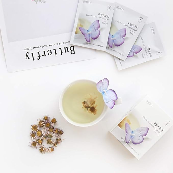 KKOKDAM Korean Tea Gift Set – 6 Flavor Butterfly Tea Bag Sampler – Elegant Box for Tea Lovers