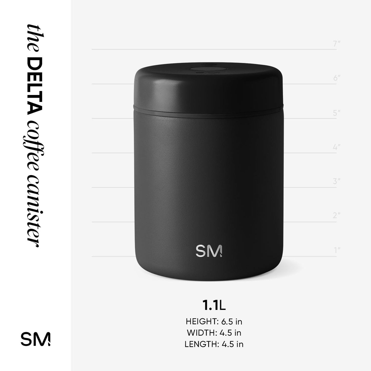 Simple Modern Delta Coffee Canister | Airtight Vacuum Seal with Auto-Reseal Technology | Ceramic