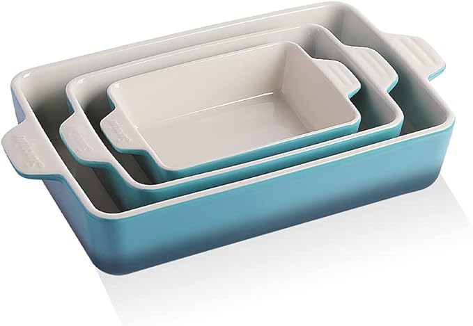 Sweejar Ceramic Bakeware Set, Rectangular Baking Dish for Oven Lasagna Pans for Cooking, Kitchen