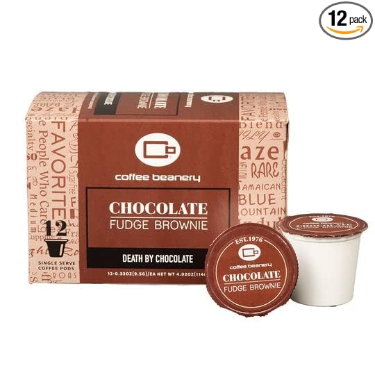 Chocolate Fudge Brownie Coffee Pods by Coffee Beanery | 12ct Medium Roast Arbica Coffee