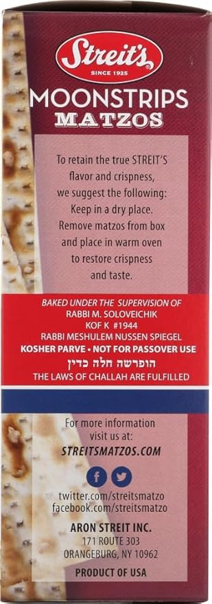 Streit's Moonstrips "Onion & Poppy" Matzo - Thin & Crispy, Non-GMO, Low Sodium, Low Fat, Vegan