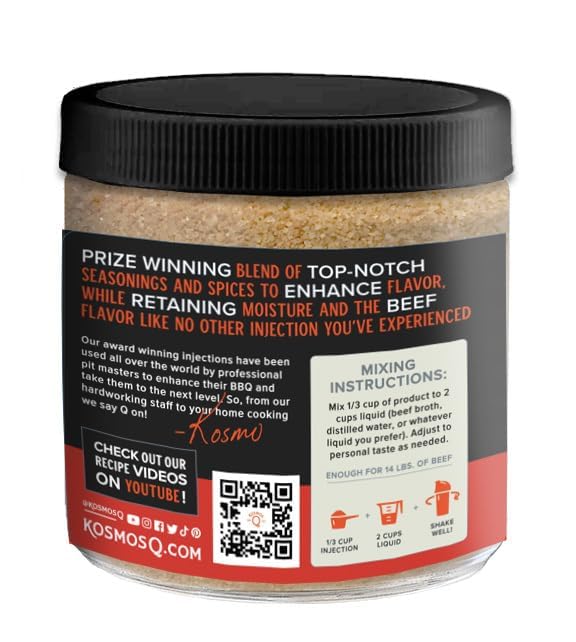 Kosmos Q Original BBQ Beef Injection, Award-Winning Brisket Marinade for Ribs, Roasts, & More
