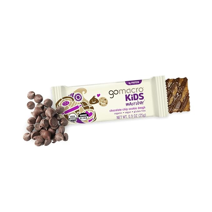 GoMacro Kids MacroBar Organic Vegan Snack Bars - Chocolate Chip Cookie Dough (0.90 Ounce Bars, 7