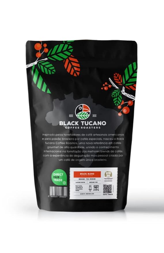 Black Tucano Specialty Coffee -Brazilian Whole Bean Medium Roast Coffee - Premium Blend Whole Bean