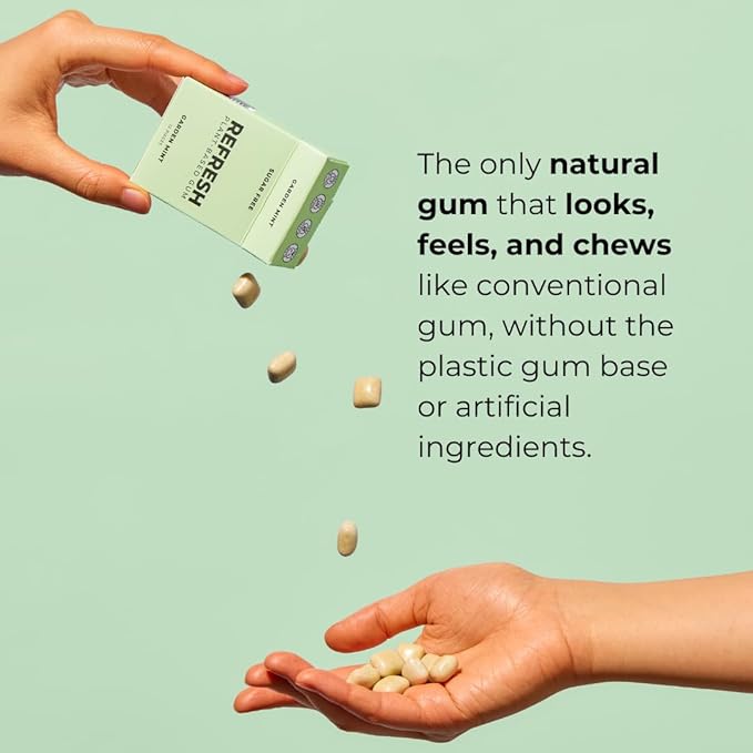 Refresh Gum, Xylitol, Natural, Sugar Free, Long Lasting, Plastic Free, Natural Flavors & Organic