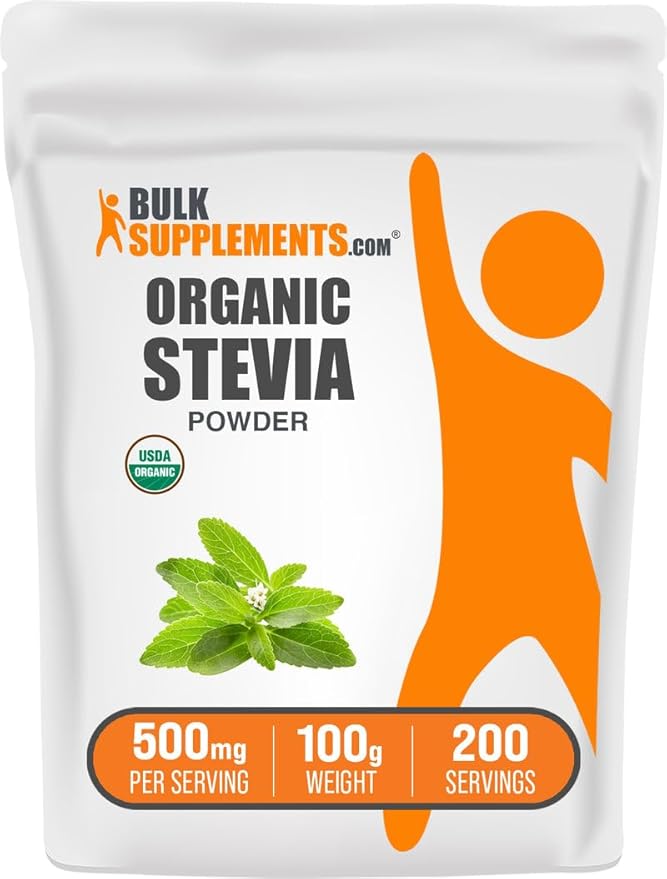 BulkSupplements.com Organic Stevia Powder - Pure Sweetener, Sourced from Stevia Leaves, Herbal