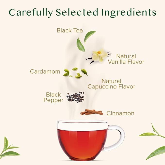 VAHDAM, Vanilla Chai Tea Bags (30 Count) High Caffeine, Non GMO, Gluten Free | Individually