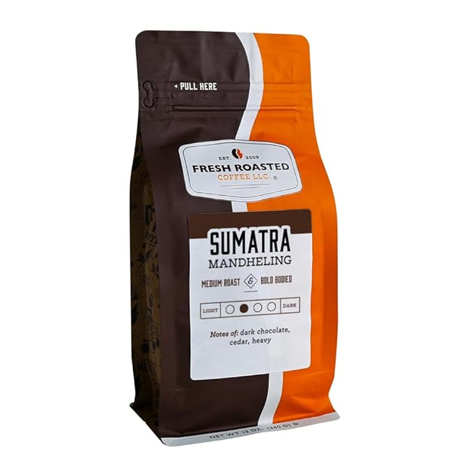 Fresh Roasted Coffee, 100% Sumatra Mandheling | 12 oz | Single Origin | Medium Roast | Kosher |