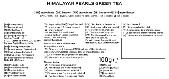 VAHDAM, Himalayan Pearls Green Tea Loose Leaf | 3.53 Oz (50 Cups) High Elevation Grown Green Tea