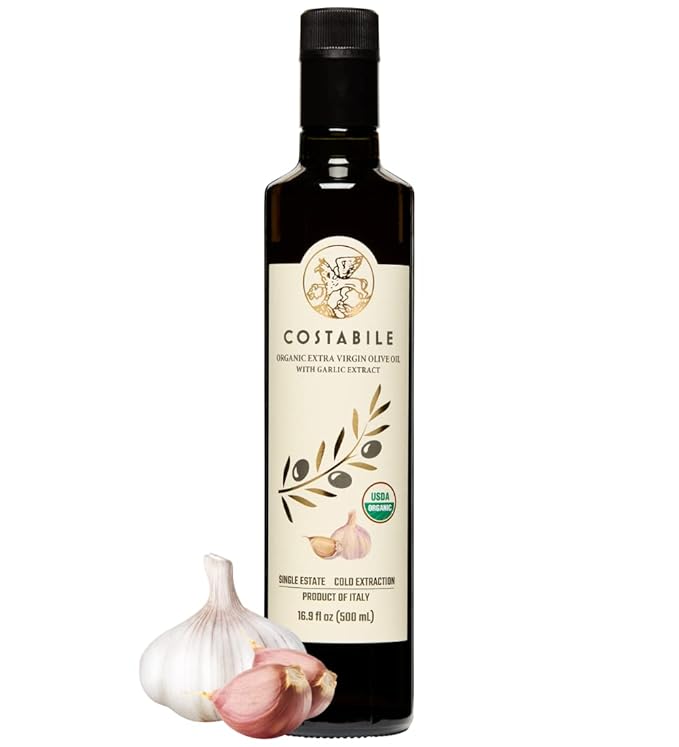 Garlic Infused Olive Oil Extra Virgin from Italy and from a Single Source. Garlic Oil for Cooking