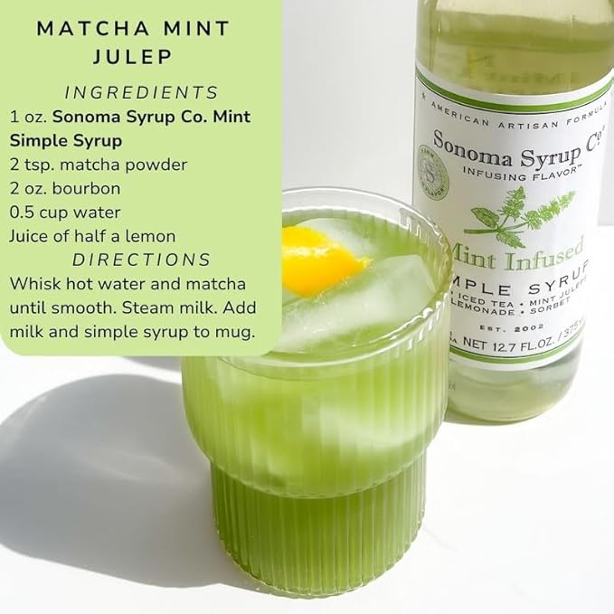 Sonoma Syrup Co. Mint Infused Simple Syrup 25.4 fl oz | for Coffee, Cocktails, and Cooking | Hand