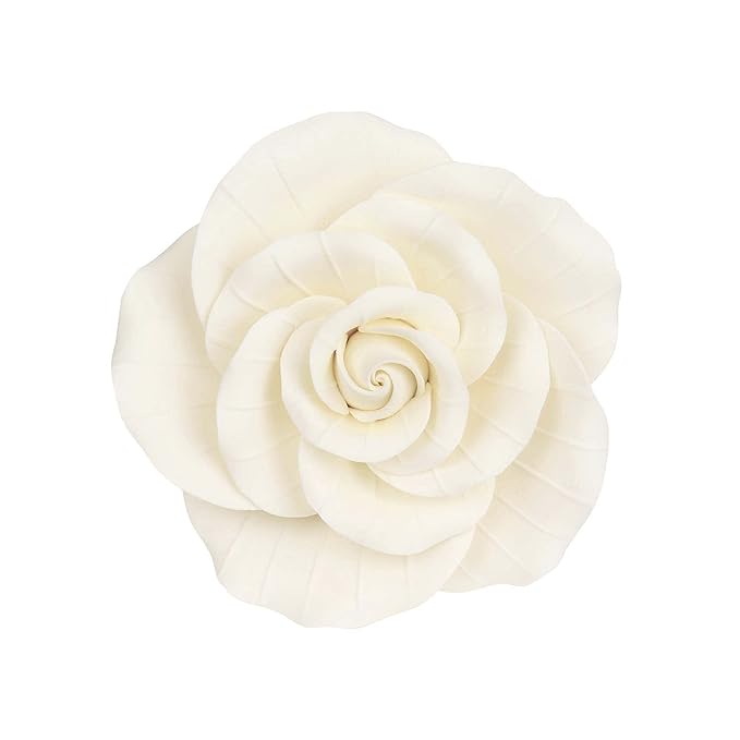 O'Creme Garden Roses Gumpaste Flower Set - White Edible Flowers for Cake Decorating - Sugar Paste