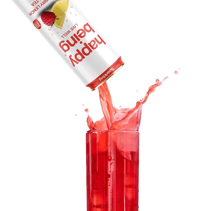 Happy Being Sparkling Nutrient-Rich Raspberry Lemonade White Tea – Infused with Turmeric