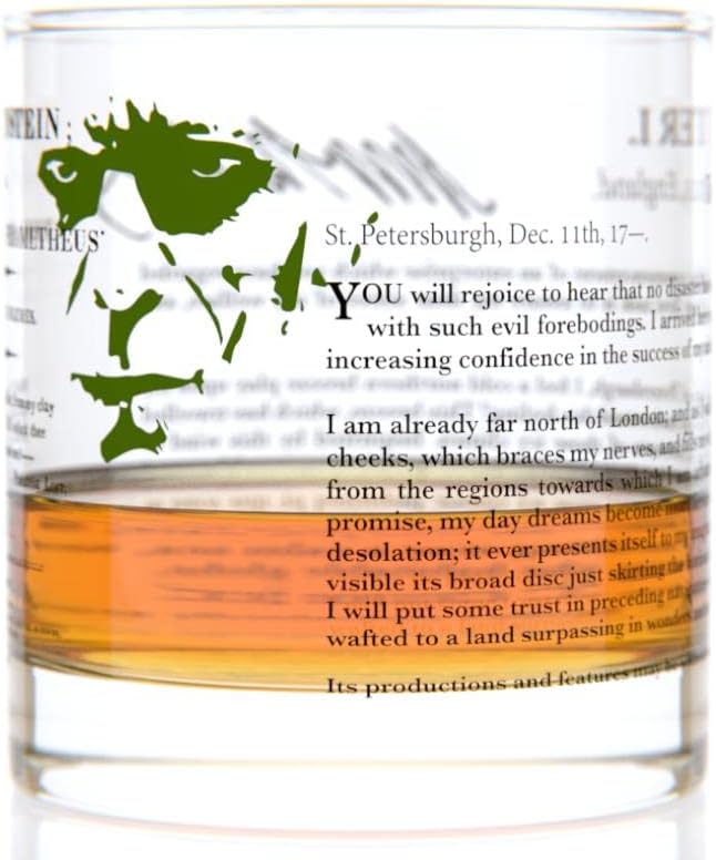 Well Told Classic Literature Rocks Glass - Frankenstein by Mary Shelley - Old Fashioned Whiskey