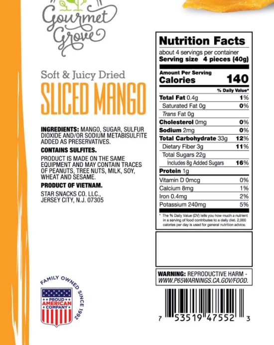 Gourmet Grove - Natural Dried Mango Slices 18 OZ Pack of 3 Pouch | Soft, Juicy, Sliced Mangoes |