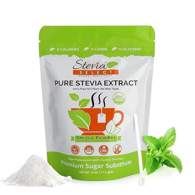 Stevia Select Organic Stevia Powder - Sugar Free Plant Based Stevia Sweetener Non GMO Pure Stevia