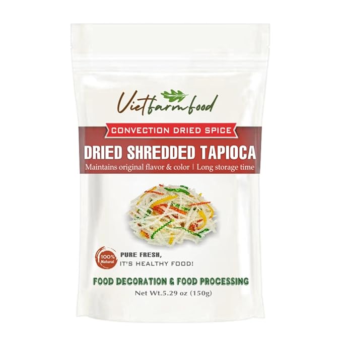 DRIED SHREDDED TAPIOCA 5.29 Oz (150g) VIETFARMFOOD: Natural pure, convection dried seasoning made