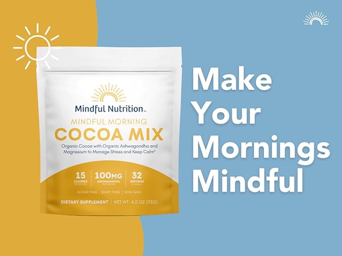 Mindful Morning Sugar Free Hot Chocolate Mix with Organic Ashwagandha and Magnesium Supplements to