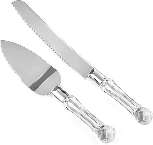 Wedding Cake Knife and Server Set, Cake Cutter and Pie Spatula, Cake Server and Knife Set of 2 with