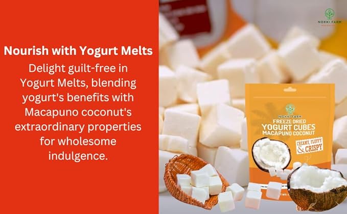 (Pack of 3) NOKKI FARM Freeze-dried Macapuno Coconut Yogurt Melts 50g | No Artificial Colors | No