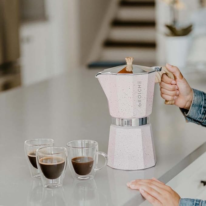 GROSCHE Milano Moka pot, Stovetop Espresso maker, Greca Coffee Maker, Stovetop coffee maker and