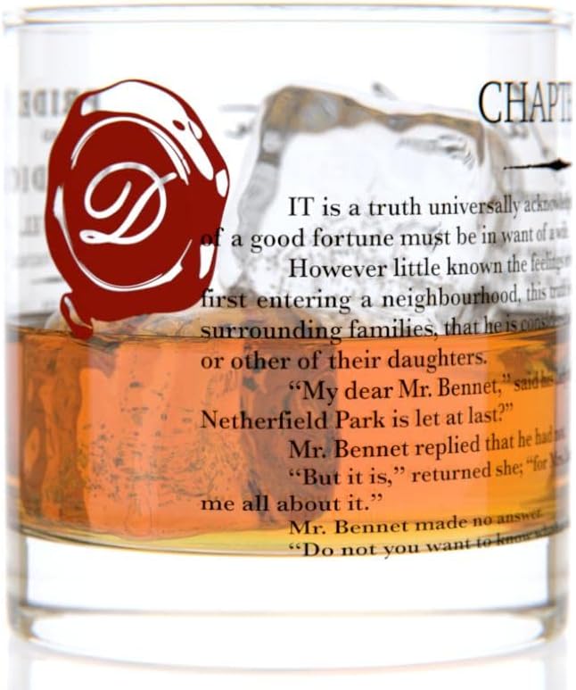 Well Told Classic Literature Rocks Glass - Pride and Prejudice by Jane Austen - Old Fashioned