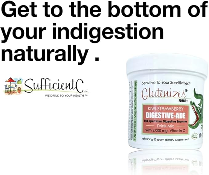 Sufficient C - Glutenizer Force Plus Kiwi-Strawberry Digestive-Ade Drink Mix - Naturally Effective