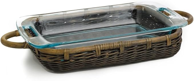 The Basket Lady Wicker Casserole Basket, 3 Quart, Antique Walnut Brown