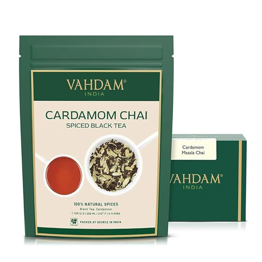 VAHDAM, Cardamom Chai Tea Loose Leaf (50 Cups,3.53 oz)  India's Traditional Cardamom Tea | Spiced