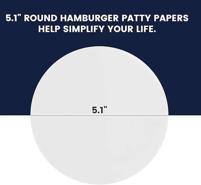 Yenmoz 500 PCS 5.1 Inch Hamburger Patty Paper White Parchment Paper Rounds Non-Stick Food Grade
