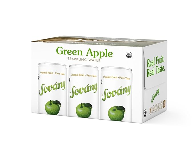 Sovány Sparkling Water, Green Apple, Seltzer Water Drinks, USDA Organic, Made With Real Fruit