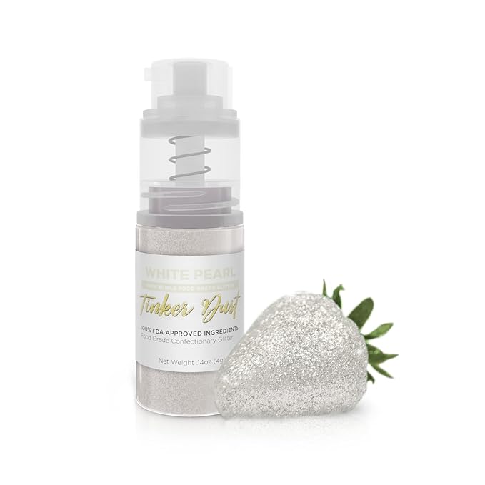 Bakell - White Tinker Dust (4g, 1x Mini Spray Pump) Edible Glitter for Food, Desserts, and