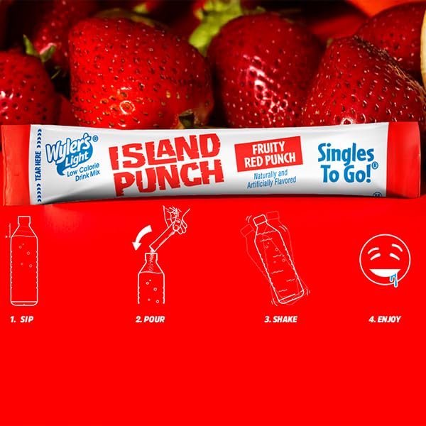 Wyler's Light Island Punch Singles to Go, Variety Pack, Fruity Red Punch, Purple Berry Wave, Berry