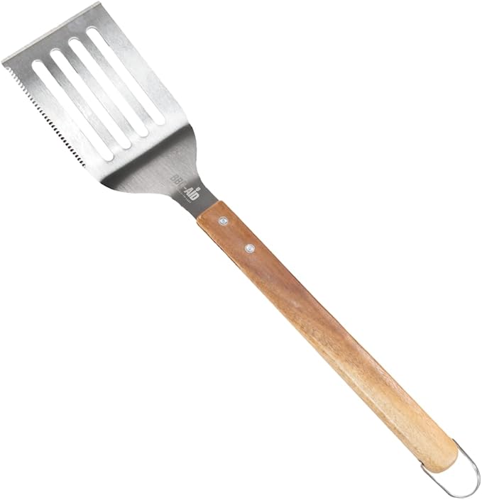 BBQ-AID Pro BBQ Metal Spatula - 17" Barbecue Spatula Stainless Steel with Serrated Knife Edge