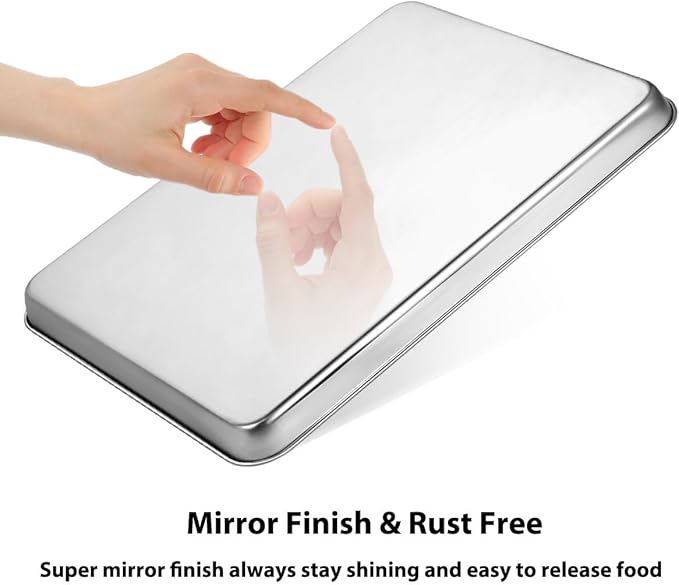 Baking Sheet, Yododo Stainless Steel Cookie Sheet Toaster Oven Tray Pan Rectangle Size 16 x 12 x 1