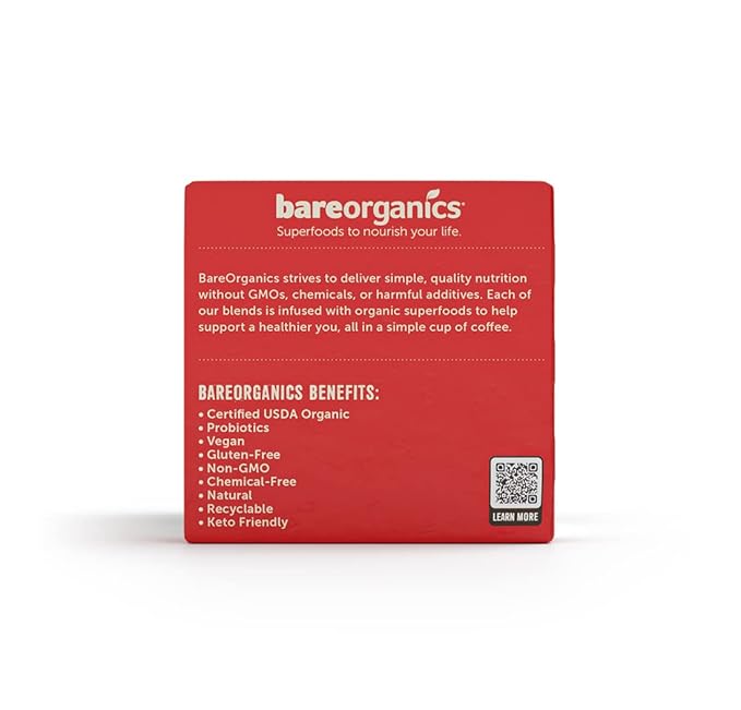 BareOrganics Cardio Care Coffee With Superfoods & Probiotics | Keurig K-Cup Compatible Coffee Pods