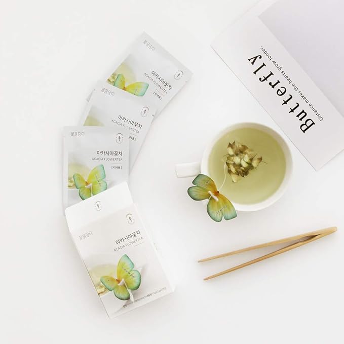 KKOKDAM Korean Tea Gift Set – 6 Flavor Butterfly Tea Bag Sampler – Elegant Box for Tea Lovers